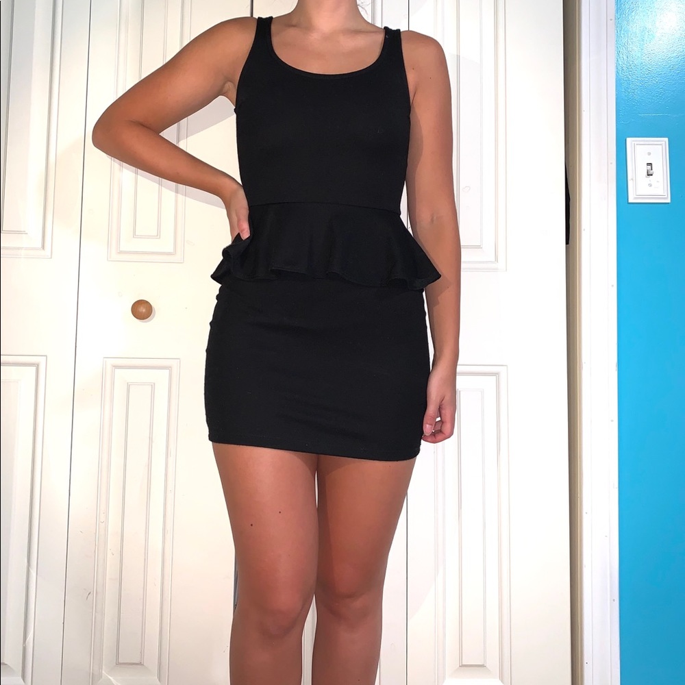 Black Peplum Bodycon Dress